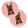 thumbnail image 1 of Checkerboard Pink German Shepherd Set of 2 Cup Holder Car Coaster, 1 of 1