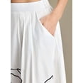 thumbnail image 5 of White Womens 100% Cotton A-Line Midi Skirt With Black Floral Embroidery And Side Pockets, 5 of 8