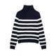 thumbnail image 4 of HH TRAF Mujeres Primavera Elegante Tops Cuello Vuelto Femenino Manga Larga Negro Raya Blanca Cremallera Deportivo Jersey De Punto Mujer, 4 of 5