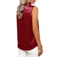 thumbnail image 6 of ZQGJB Womens Silk Satin Sleeveless Button Down Shirts Blouses Solid Casual Loose V Neck Classic Tank Tops for Business Work Office, 6 of 9