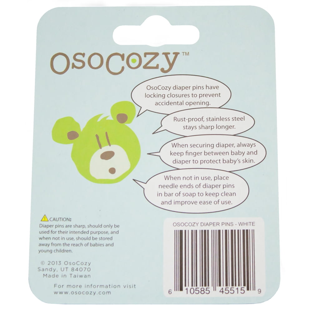 OsoCozy Diaper Pins (8pk), White