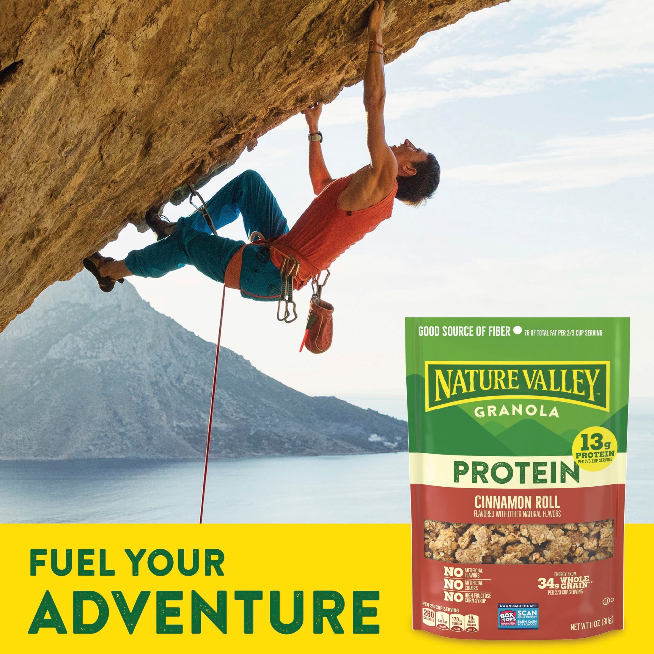 (4 pack) Nature Valley Protein Granola, Cinnamon Roll Flavor, Resealable Snack Pouch, 11 oz