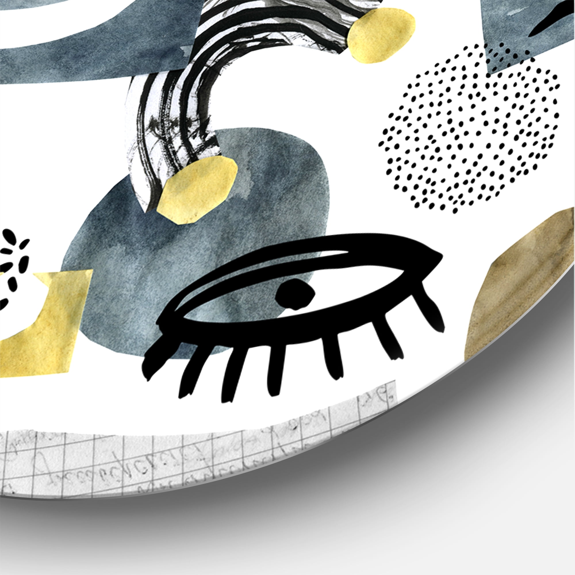 Designart 'Collage of Eyes And Doodles In Contemporary Style I' Modern Circle Metal Wall Art 11x11 - Disc of 11