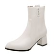 thumbnail image 1 of NECHOLOGY Botas Mujer Adulto Femenino Zapatos Botines de mujer Zapatos de mujer de moda Estilo británico Rhinestone Bowknot Tacón grueso Tacón medio Cremallera trasera sólida Botas (White, 9), 1 of 4