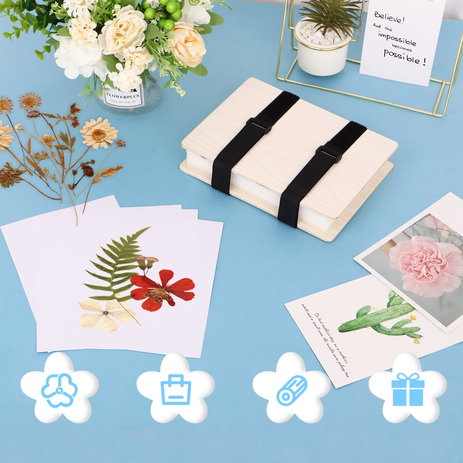 Adifare Flower Press Kit 6 Layers Wooden Flower Press Complete Flower Preservation Kit Portable Leaf Pressing Kit for DIY Flower Preservation Crafts Making Dried Plants 6.7×9.1 in