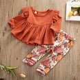 thumbnail image 2 of xiaxaixu Baby Girls Spring Set Solid Color Long Sleeve Tops + Floral Long Pants, 2 of 9