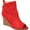 Red, variant on Journee Womens Sabeena Inside Zip Open Toe Wedge Booties