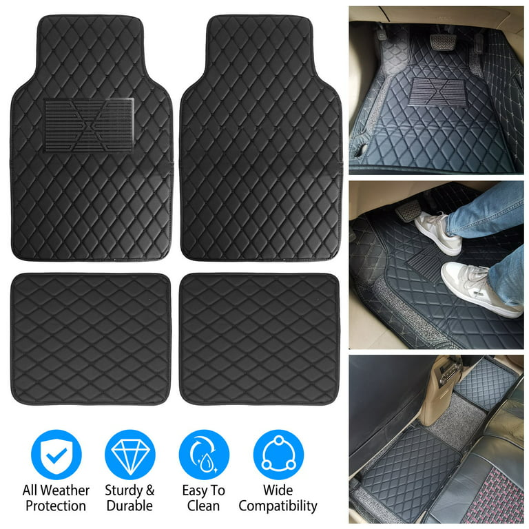 iMounTEK Waterproof Auto Carpet, Universal Faux Leather Floor Mats for Car, Black