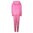 thumbnail image 4 of Fesfesfes Women Hooded Casual Solid Shirt Hooded Blouse Pocket Plush Pant Suit Tops on, 4 of 6