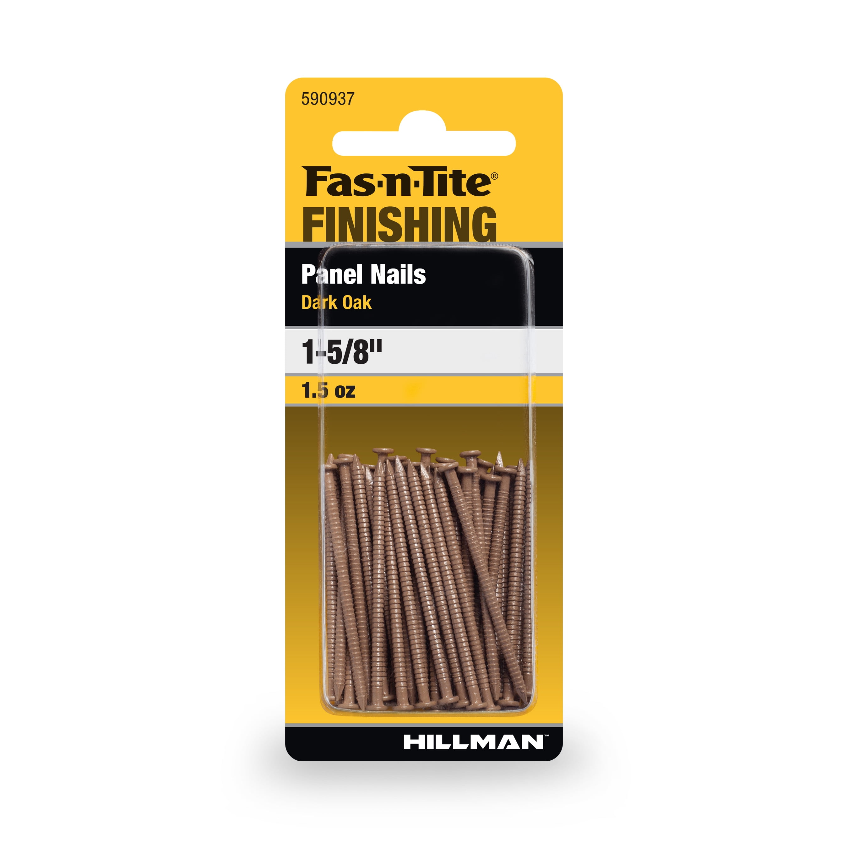 (4 pack) Fas-n-tite Panel Nails, 1-5/8", Steel, Painted Finish, Dark Oak, Interior Finishing Nails