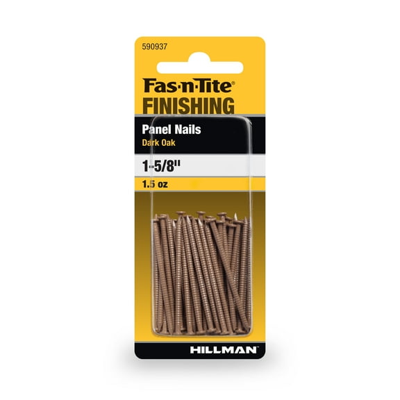 Fas-n-tite Panel Nails, 1-5/8", Steel, Painted Finish, Dark Oak, Interior Finishing Nails