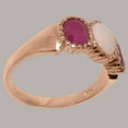 thumbnail image 3 of LBG British Made 10k Rose Gold ring with Natural Opal & Ruby Womens Anniversary Ring - 33 size options - Size 11.25, 3 of 7