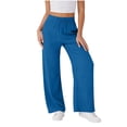 thumbnail image 2 of Jaunzuar Summer Pants for Women Straight Leg Elastic Waist Drawstring Pants Loose Versatile Casual Pants with Pockets XL, 2 of 6