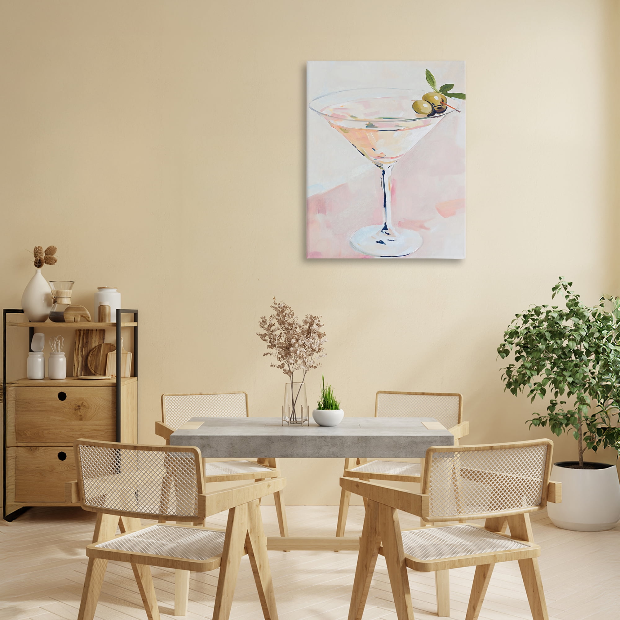 Stupell Industries Pastel Martini with Olive Garnish Canvas Wall Art, design by The Prints Vibe