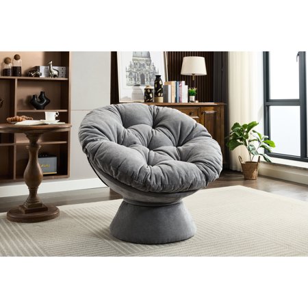 Papasan Swivel Chair | Full 360 Rotation for Any Direction Engagement | Chenille Upholstery for Cozy Feel | Easy Setup and Durable Base