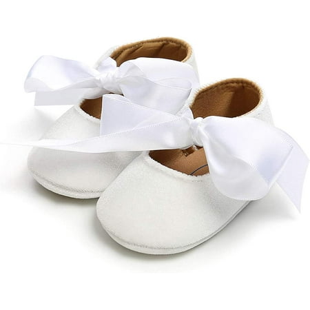 

Baby Girls Mary Jane Flats Anti-Slip Rubber Sole Bow Toddler Princess Dress Shoes