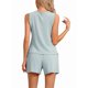 thumbnail image 3 of Conjuntos de pijama para mujer INSPIRE CHIC, camiseta sin mangas de cuello redondo y pantalones cortos, conjuntos de lounge con bolsillos, L verde, 3 of 6