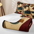 thumbnail image 4 of Castle Fairy Mid Century Vintage Geometric Quilt King 3 Pieces,Boho Retro Aesthetics King Coverlet Set,Rust Teak Teal,1 Bedspread and 2 Pillowcases, 4 of 7