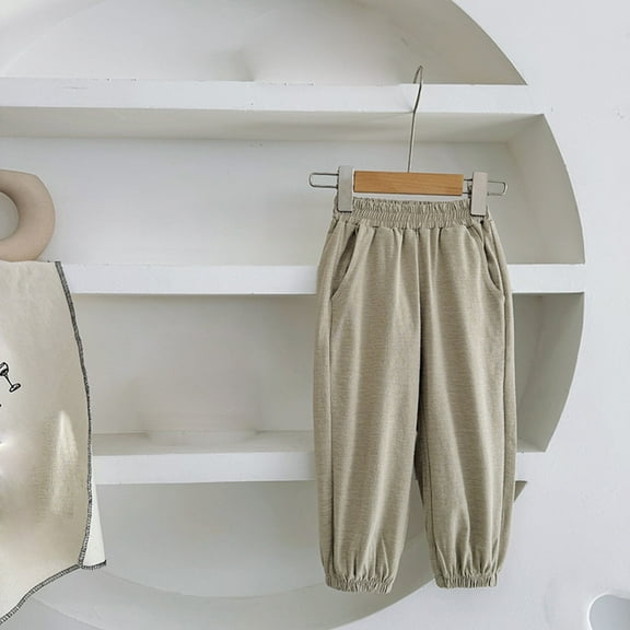 Juslio Boys Pants Toddler Kids Cute Leisure Trousers Beige