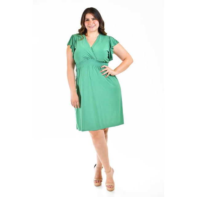 Vestido manga con volantes Roman Fashion /Tallas Extras, 8867-SO (Verde) verde 40