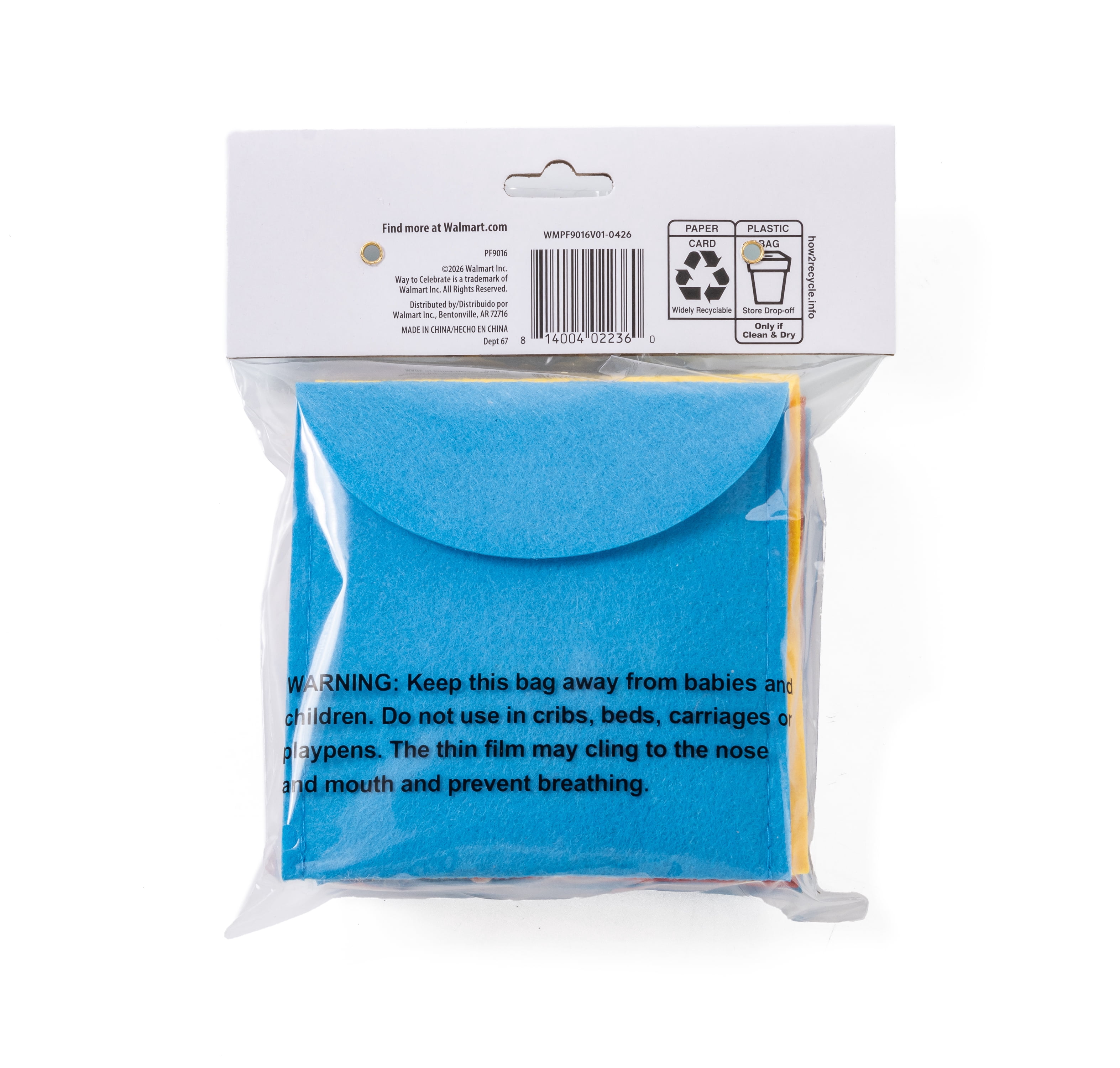 Way To Celebrate Tic Tac Toe Party Favors for Kids, 4 Count Felt Board Game with Pouch