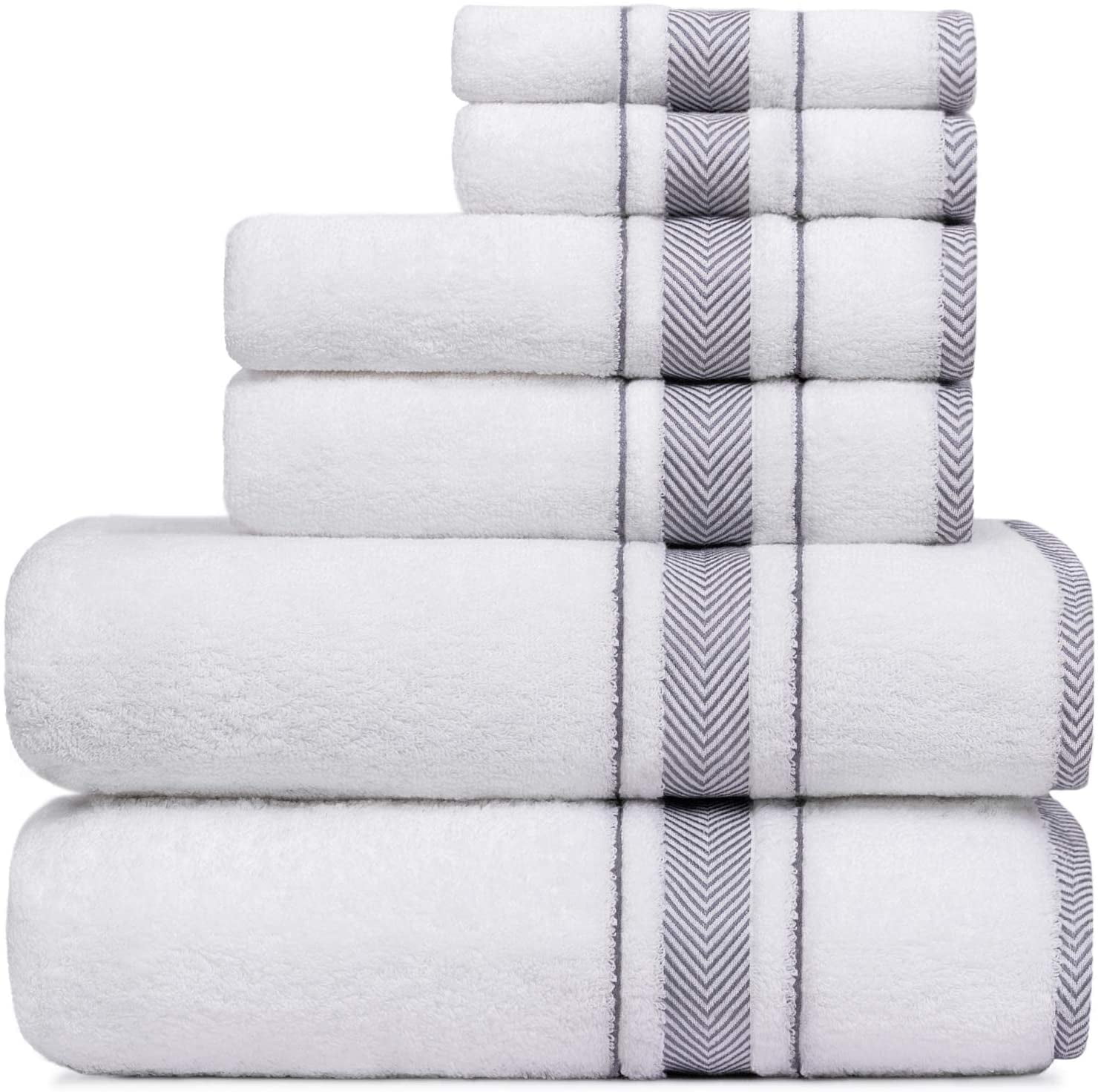 6 Piece Bath Towel Set for Bathroom Soft and Absorbent Spa Shower 