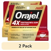 (2 pack) Orajel 4X for Toothache & Gum Pain, Severe Cream Tube 0.33 oz, from Oral Pain Relief Brand