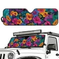 thumbnail image 5 of Uorisanigo Foldable Windshield Sun Shade 1 Piece Car Colorful Hibiscus Hawaiian Sunshade for Jeep Wrangler JL JLU 2018-2025 / Jeep Gladiator 2020-2025, Keep Vehicle Cool, 5 of 7