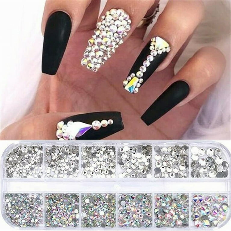 12Box Set Crystal Rhinestone Diamond Gem 3D Glitter Nail Art Decor Tips  Manicure