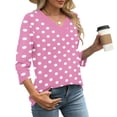 thumbnail image 5 of Ahuyic Womens V-Neck Blouse 3/4 Sleeve Print T-Shirt Flowy Casual Everyday Top S Pink, 5 of 5