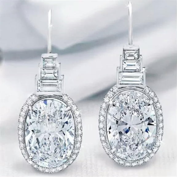 HOOUN Fashion 925 Silver Stud Earrings for Women Cubic Zirconia Wedding Jewelry Gift-Style_2