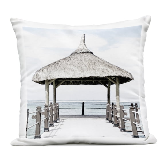Stupell Industries Jetty At Noon Coast Outdoor Printed Pillow design by Noah Bay, 18 x 7 x 18
