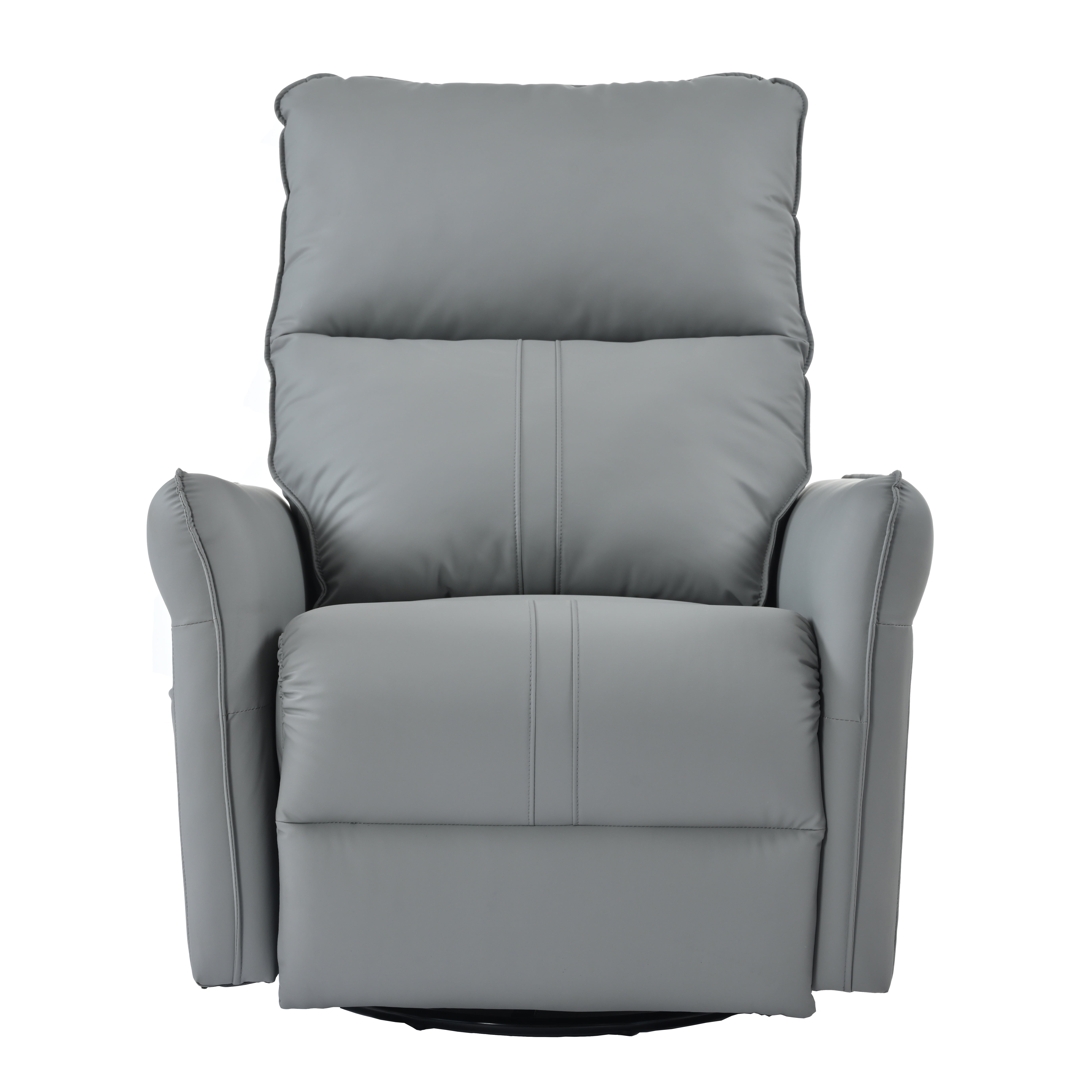 Bellemave Power Swivel Rocker Recliner, 270° Glider Recliner with USB Ports, Overstuffed Faux Leather Rocking Chair for Small Spaces Living Room (Blue Gray)