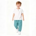 thumbnail image 6 of CHEEREAM Summer Sets For Kids Jogger Pants and Short Sleeve Button Crew Neck Shirt Boys Leisure Active Beach 2-Piece Outfits, 6 of 6
