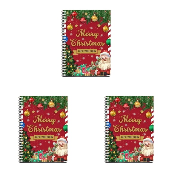 3PCS Christmas Gift Card Book, Spiral Bound Gift Card Holder Booklet, DIY Holiday Cash & Card Organizer for Family