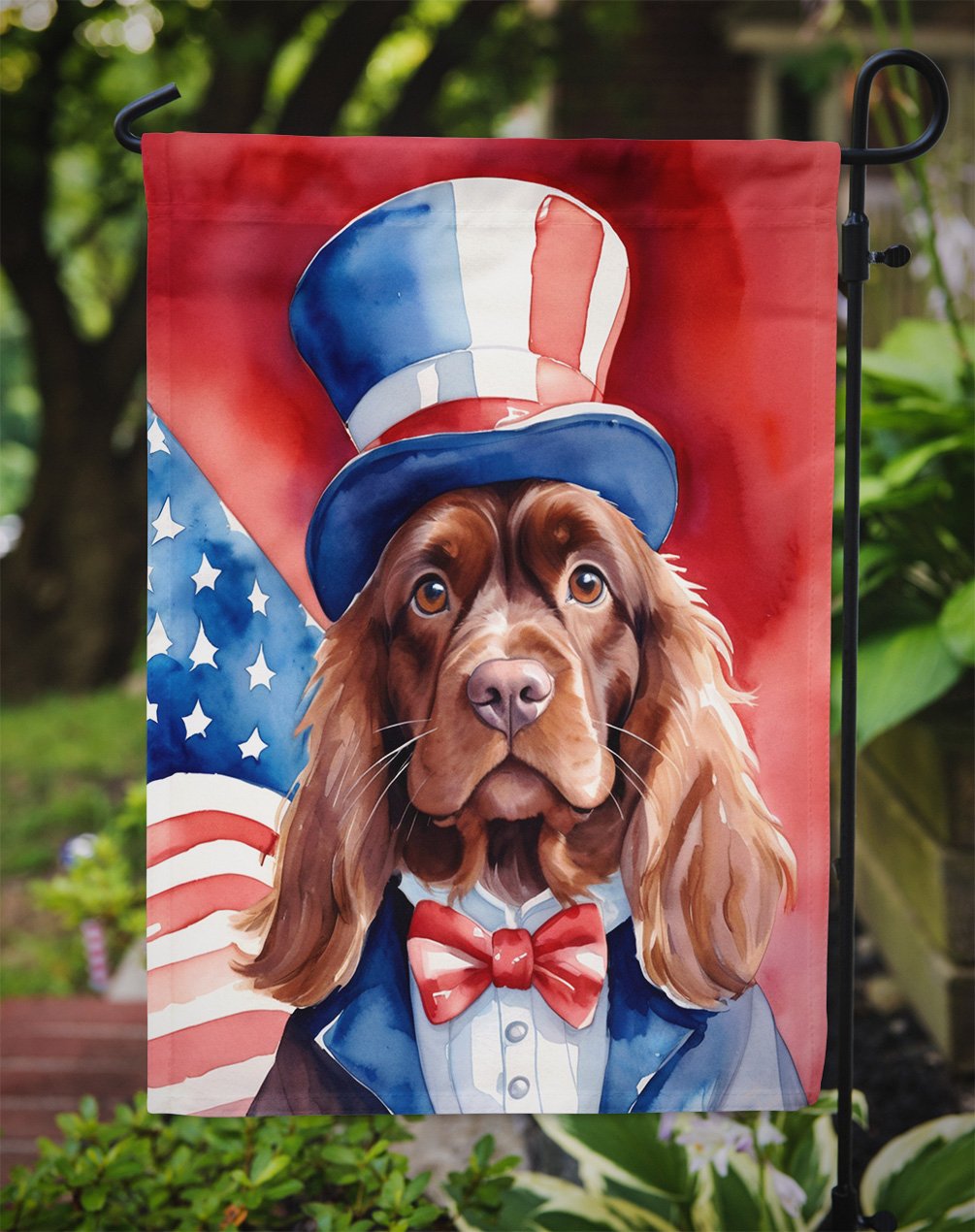 Sussex Spaniel Patriotic Garden Flag 11.25 in x 15.5 in
