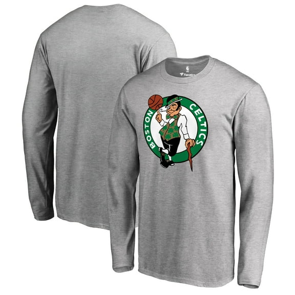 Men's Heather Gray Boston Celtics Primary Logo Long Sleeve T-Shirt
