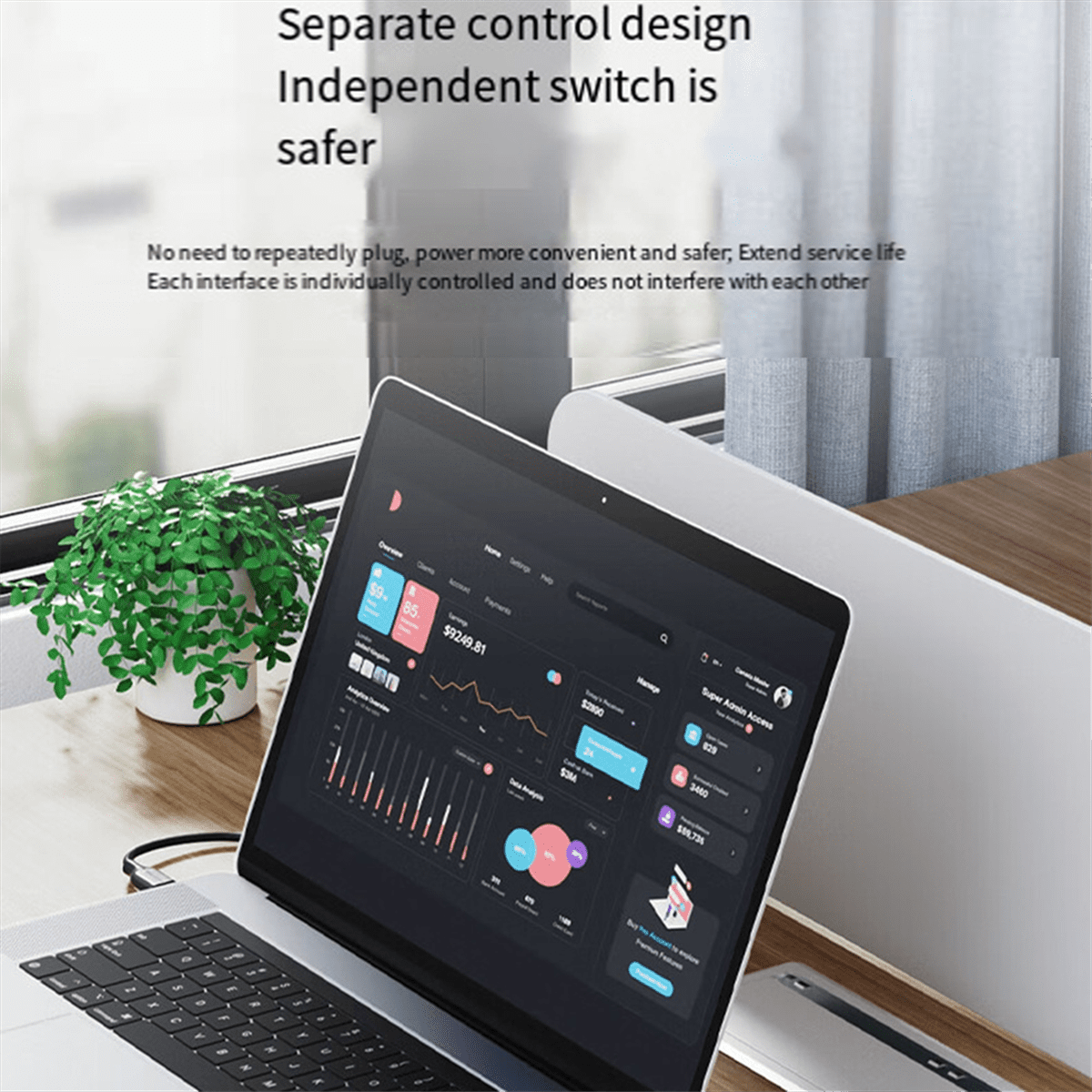 9 In1USB C Hub with Adapter USB C Hub Charging 10Gbps Data Transfer for Phone/Laptop US Plug