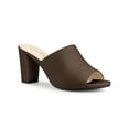 thumbnail image 1 of BLISSFUL STEP Sandales Mules à Talon Bloc à Enfiler pour Femmes Café 5,5, 1 of 7