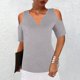 thumbnail image 2 of Camisas sexy de verano para mujer Cuello en V Hombro frío Manga corta Tops Blusa regular Fridja ghk5006, 2 of 5
