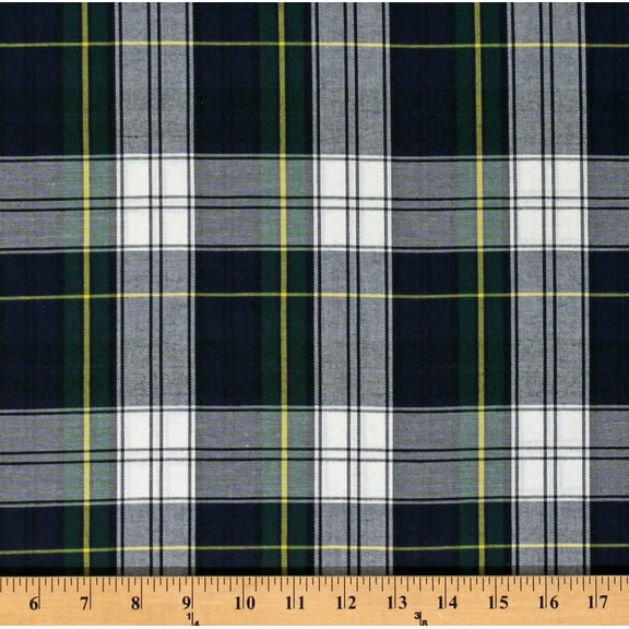 Cotton House of Whales Plaids Patterned Plaids Blue Cotton Fabric Print by the Yard (CUD-13041-4-BLUE)