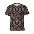thumbnail image 4 of Vsdgher Retro Floral Print Men's Dry Fit Mesh Athletic Shirts Moisture Wicking Tennis T-Shirt Tops, 4 of 9