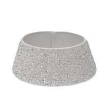 Cglfd Clearance Christmas Tree Collars 15.7x23.6x7.8in Sequin Tree Skirt Glitter Xmas Tree Ring Double-Layer Velvet Tree Skirt Collar Tree Base Cover for Christmas Halloween Party, White