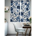 thumbnail image 4 of Navy Blue Botanical Peony Sheer Curtains 63 Inch Length 2 Panels Set, Vintage Floral Blossom Voile Window Treatment Rod Pocket Curtains Sheers Drapes for Bedroom/Living Room/Kitchen 52x"63"x2, 4 of 7