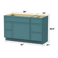 thumbnail image 4 of 51" Freestanding Bathroom Vanity Cabinet without Top in Sea Green, 4 of 6