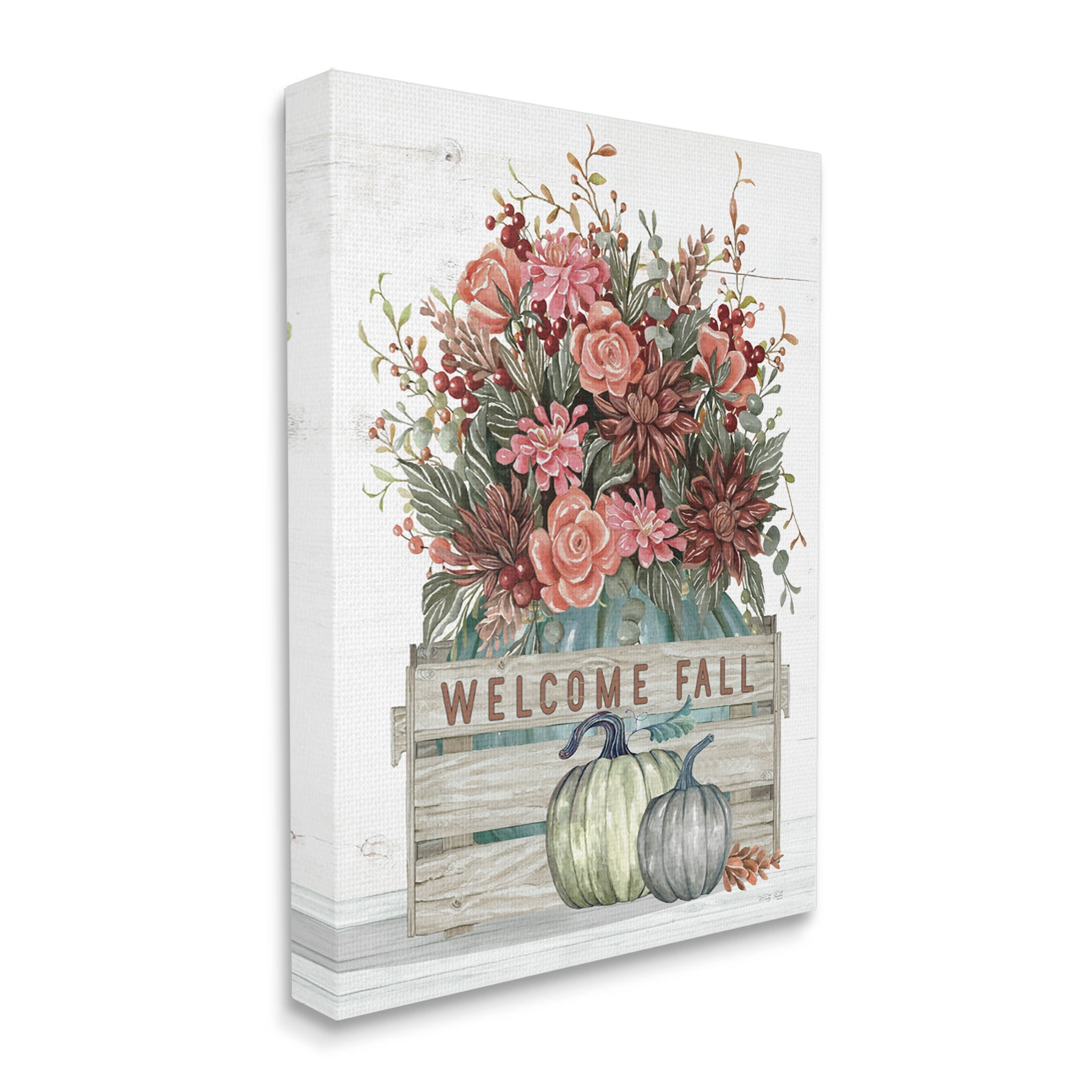 Welcome Fall Seasonal Blooms Holiday Graphic Art Gallery Wrapped Canvas Print Wall Art