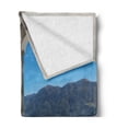 thumbnail image 2 of Italian Soft Flannel Fleece Throw Blanket, Lake Maggiore View from the Terrace Balcony of House with Pool Art, Cozy Plush for Indoor and Outdoor Use, 60" x 80", Turquoise Grey and White, by Ambesonne, 2 of 5