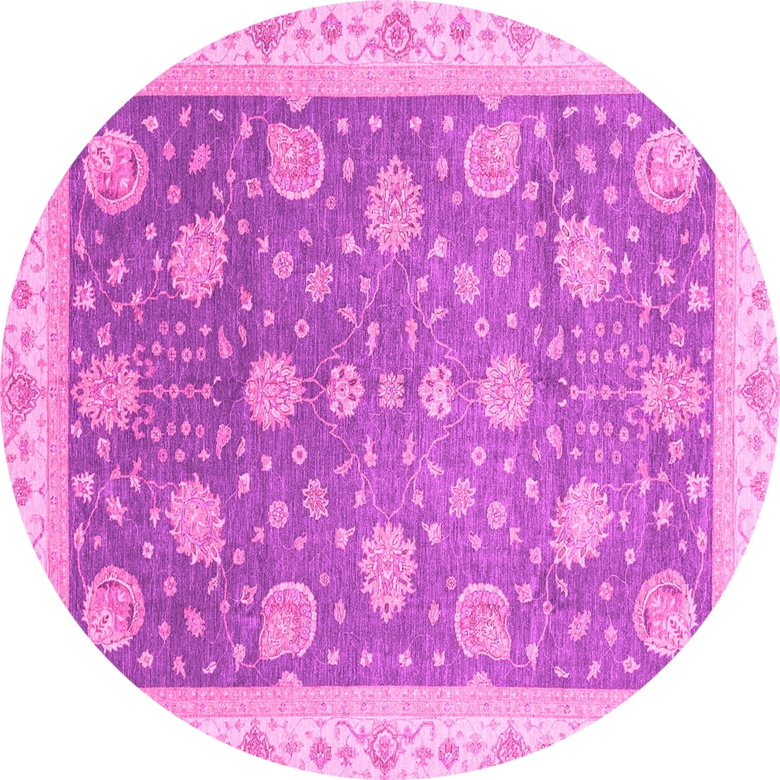 Ahgly Company Indoor Round Oriental Pink Traditional Area Rugs, 3