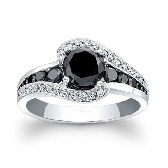 Vintage Female Black Crystal Thin Ring Classic Silver Color Love Rings For Women Cute Round Zircon Stone Ring