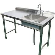 Miumaeov Commercial Kitchen Utility Sink with Stand 304 Stainless Steel Freestanding Kitchen Sink with Faucet and Worktable Multi-functional Shelf for Garage Restaurant Kitchen Laundry